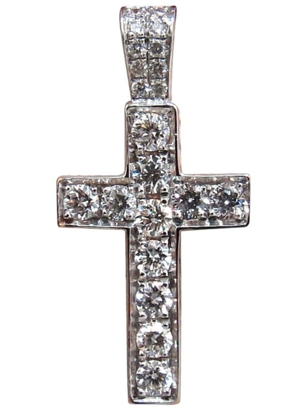 .50ct natural diamonds rounds cross necklace 14kt Petite Class*